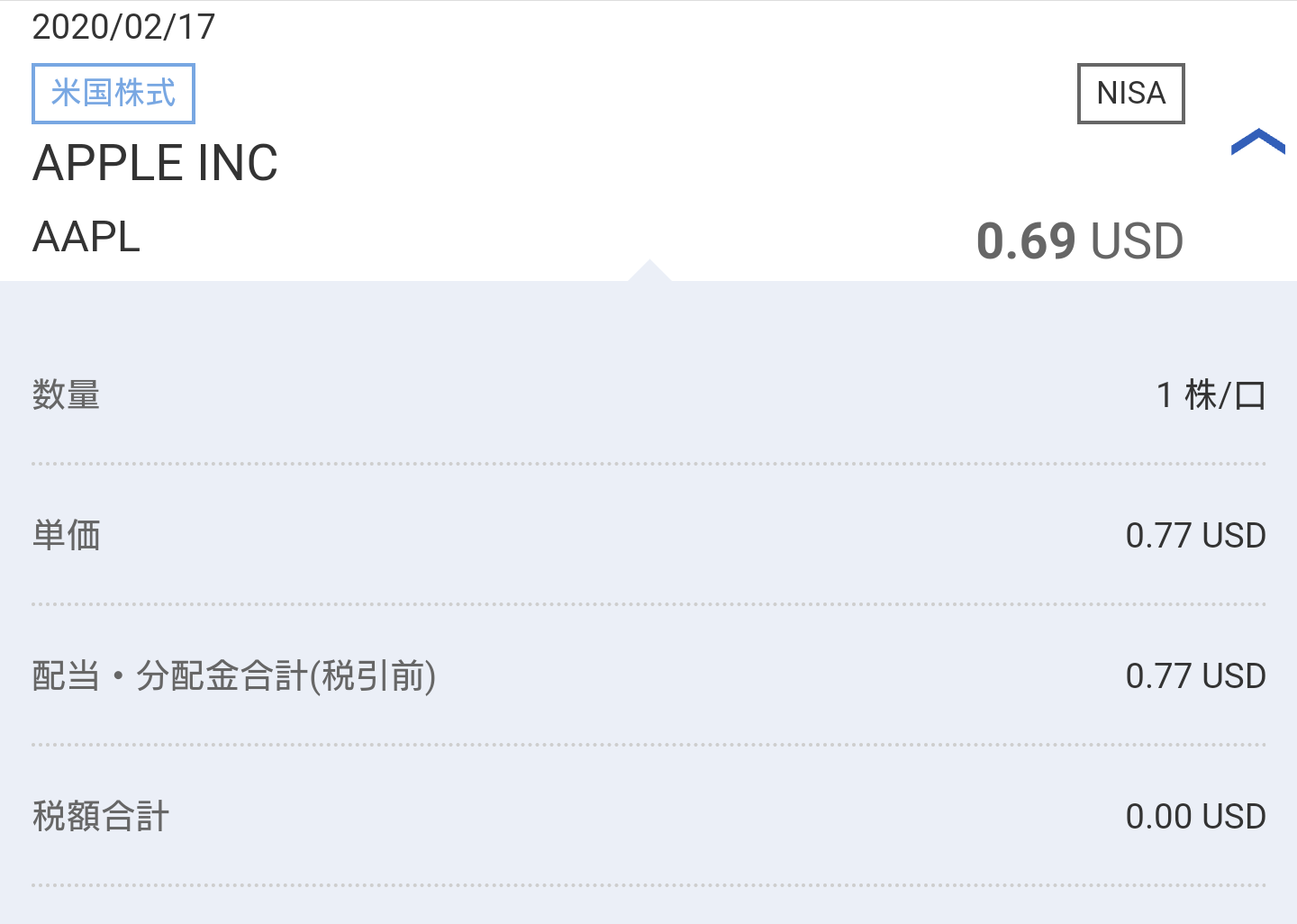 投資】アップル(AAPL)からの配当金！ | ナベタツのシュミノハバ